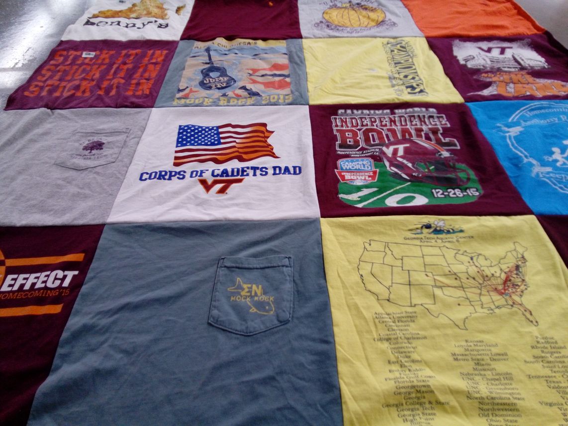 T-shirt quilt featuring virginia tech football team by Connor from KY
