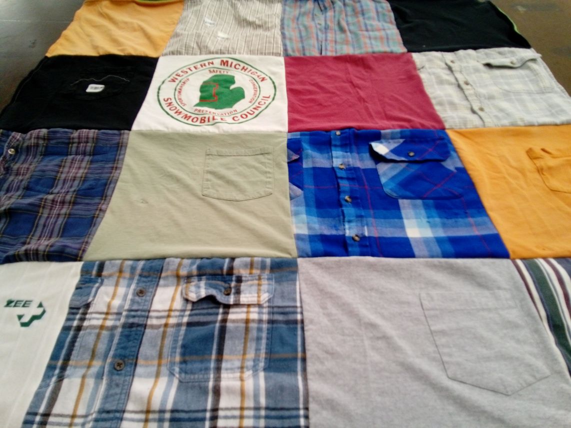 T-shirt quilt with snowmobiling themes by Holly from MI