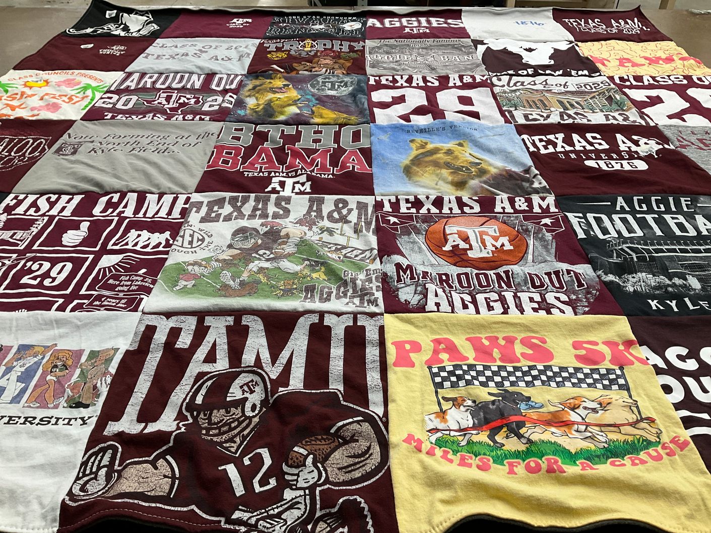 T-shirt quilt featuring texas a&m university football by Rina from TX
