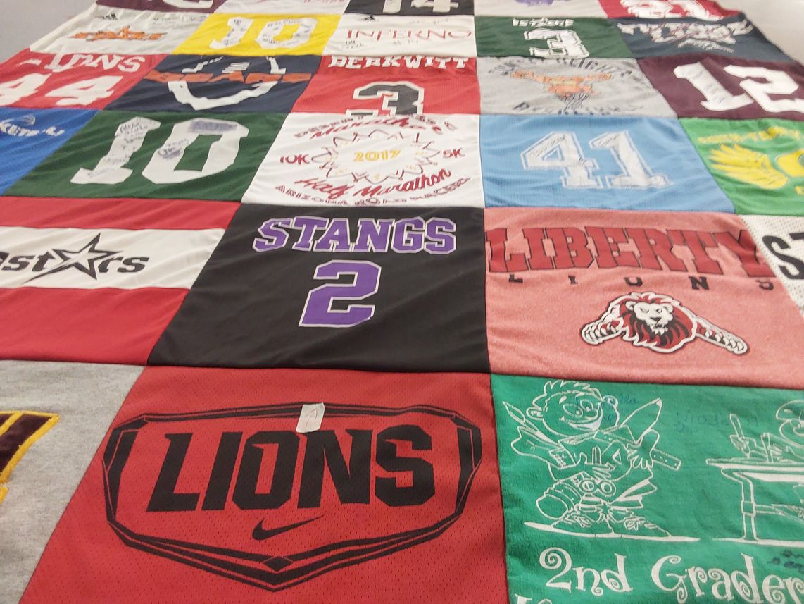 T-shirt quilt featuring liberty lions by Lori from AZ