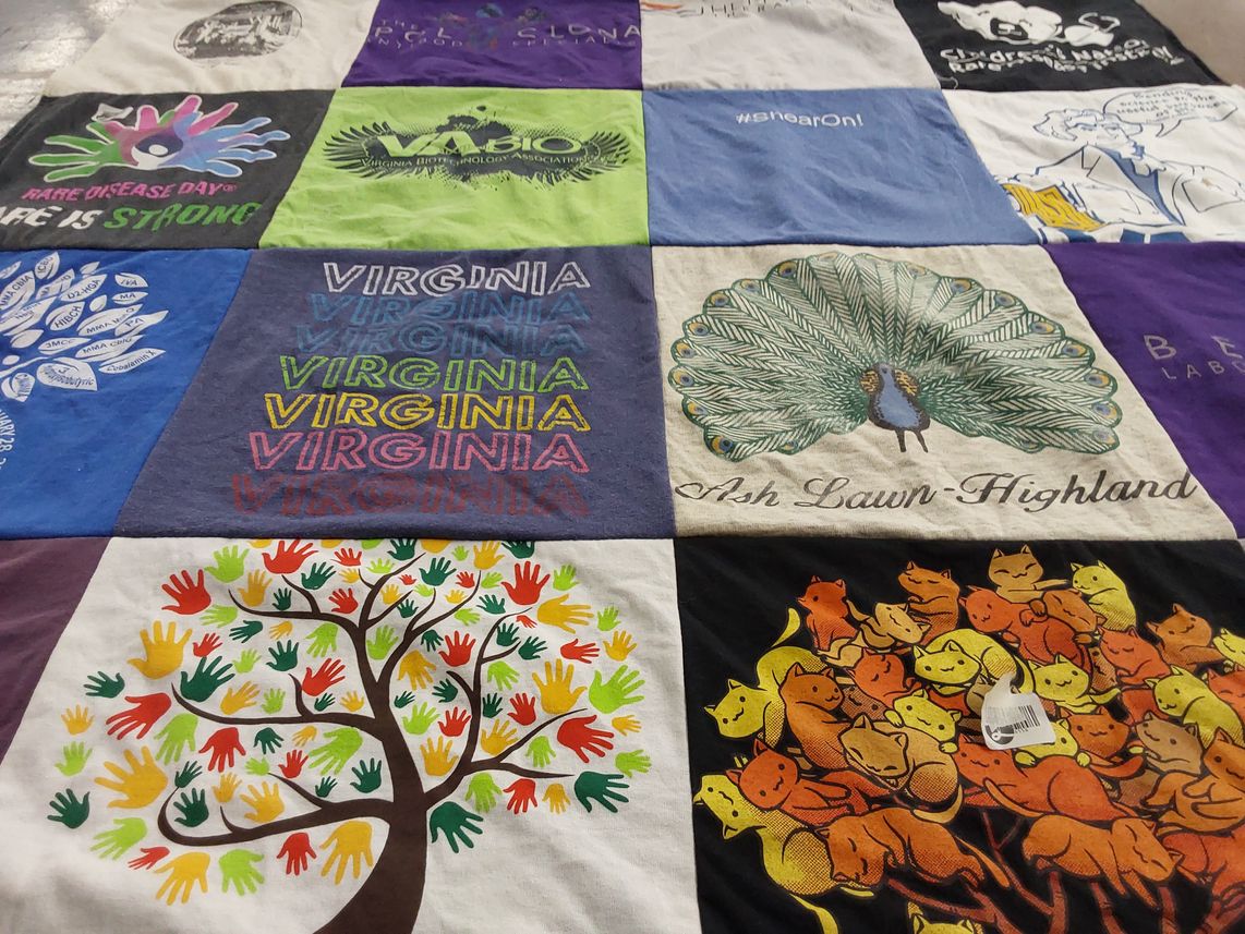 T-shirt quilt with health, environment themes by Dave from VA