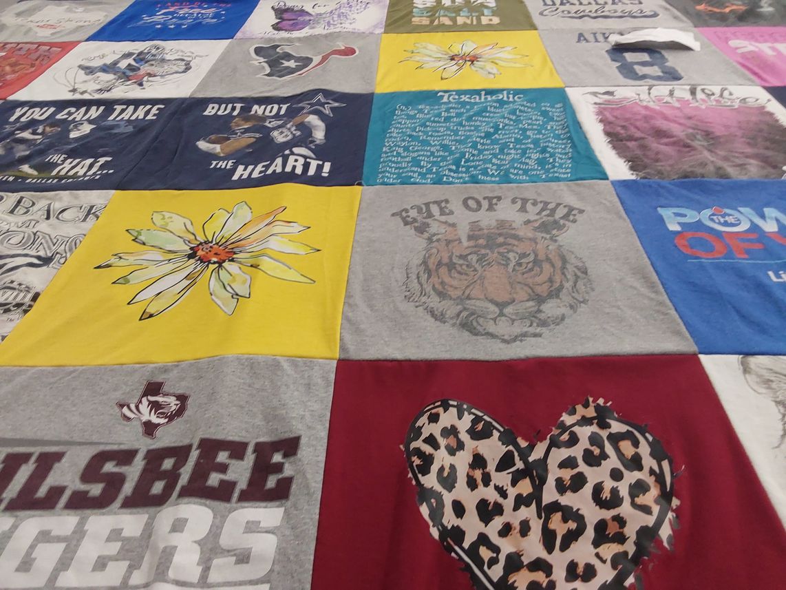 T-shirt quilt from tillsbee high school by Linda from TX