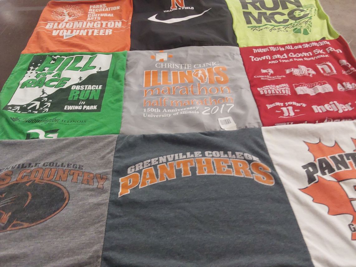 T-shirt quilt featuring greenville college panthers by Michele from IL