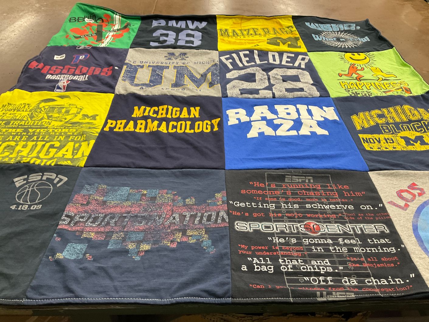 T-shirt quilt from university of michigan by Marissa from MI
