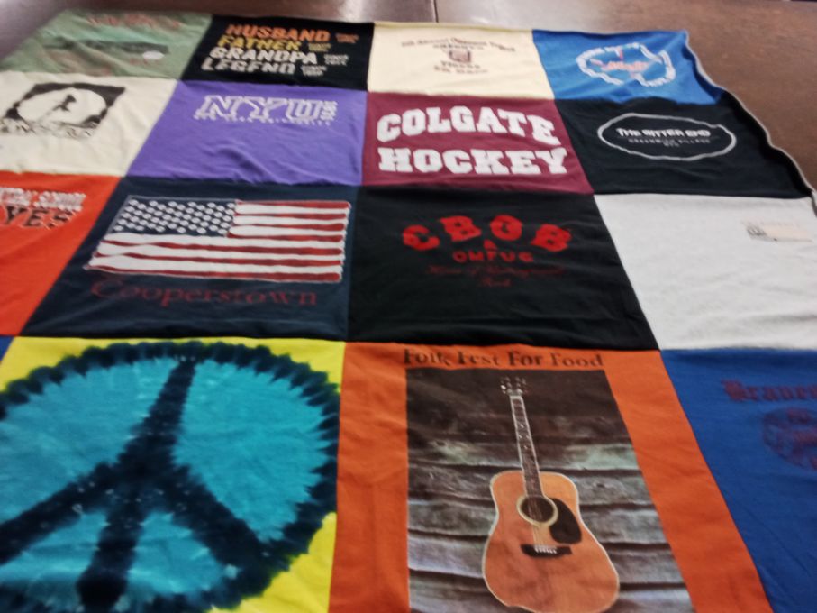 T-shirt quilt from new york university, colgate university by Nancy from NY