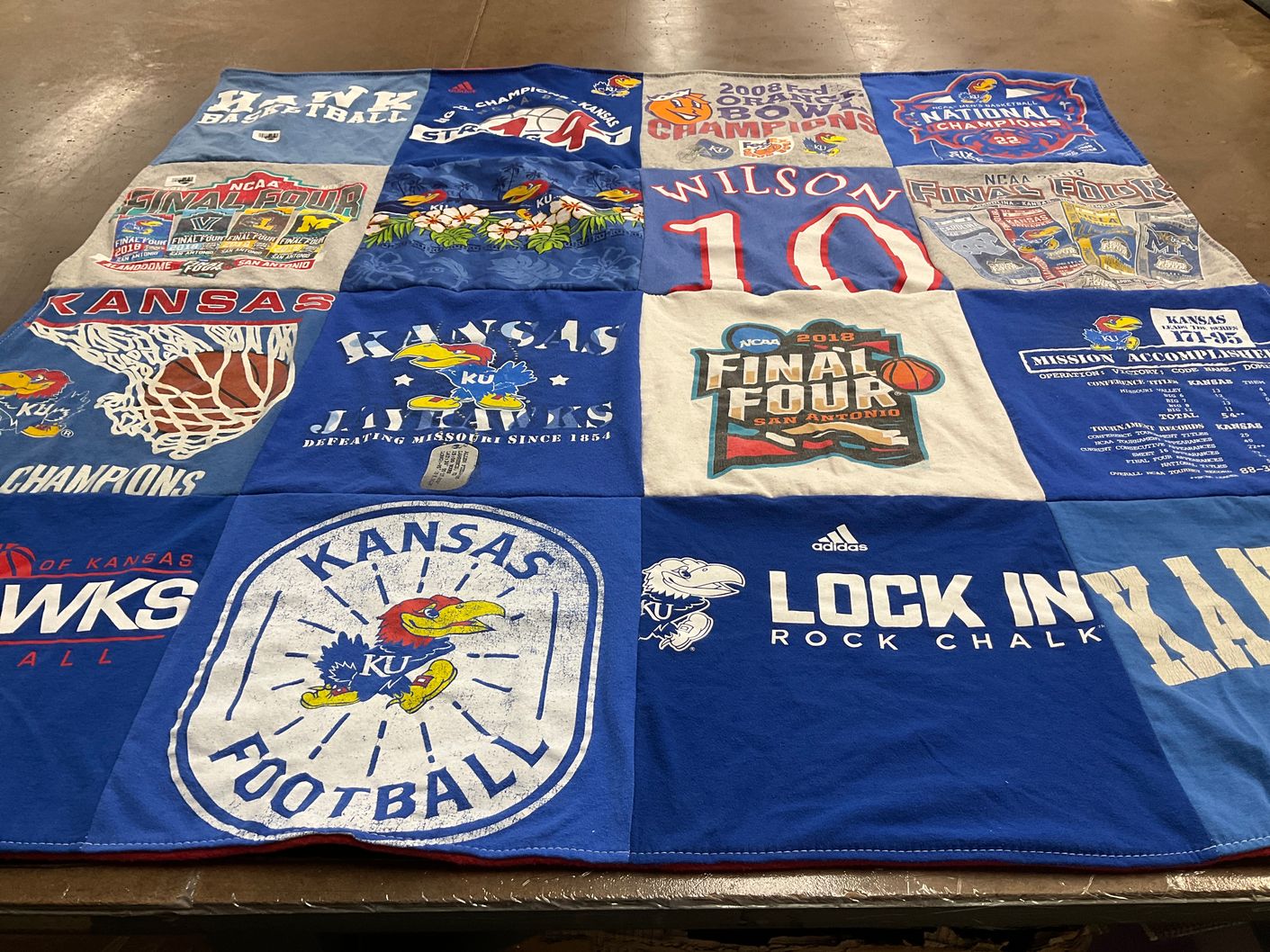 T-shirt quilt featuring kansas jayhawks basketball, kansas jayhawks football by Jacob from KS