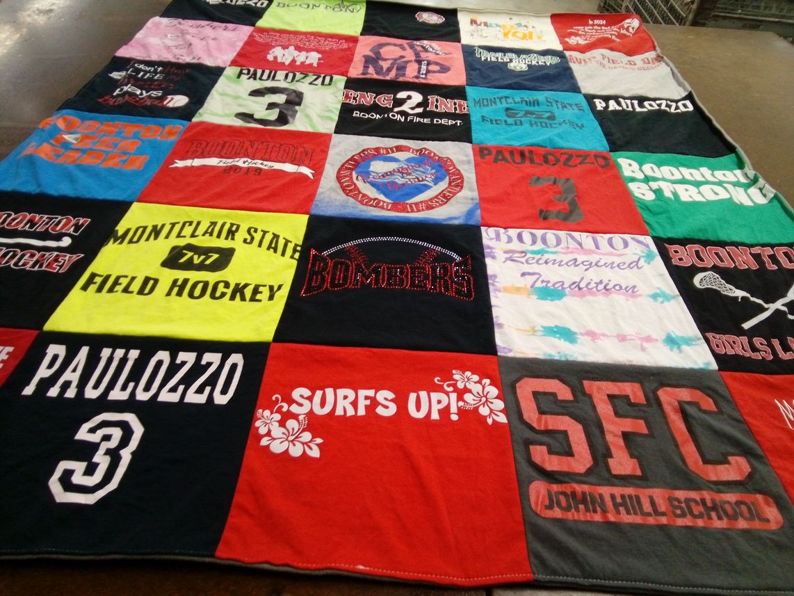 T-shirt quilt featuring boonton high school girls lacrosse, boonton bombers by Tracy from NJ