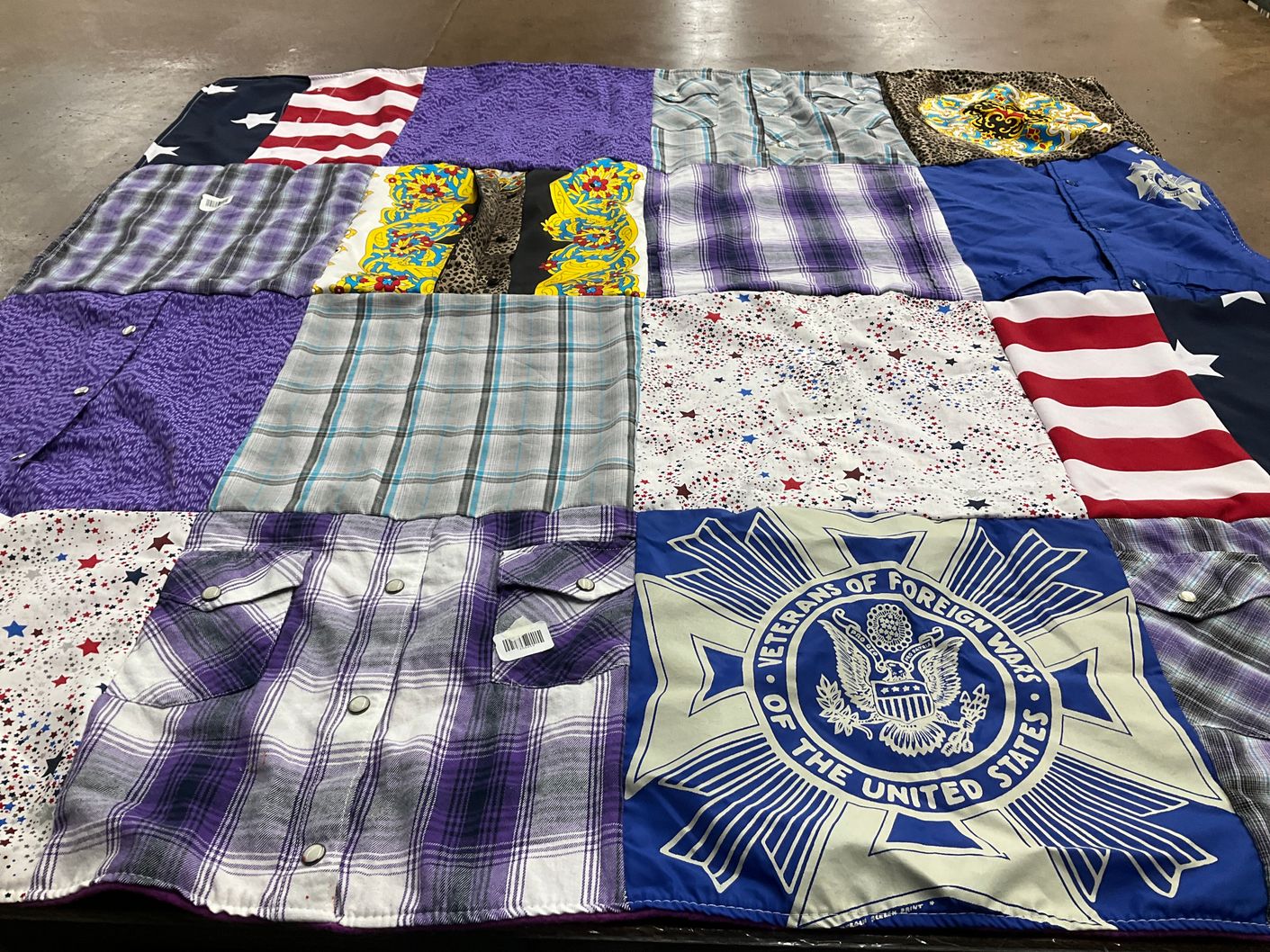 T-shirt quilt with patriotism, military themes by Rolanda from OR