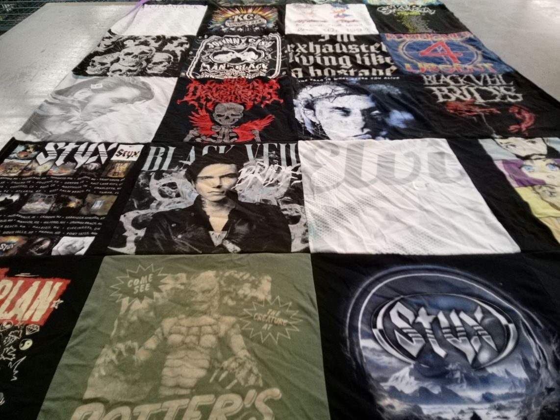 T-shirt quilt with music, fantasy themes by Melissa from MS