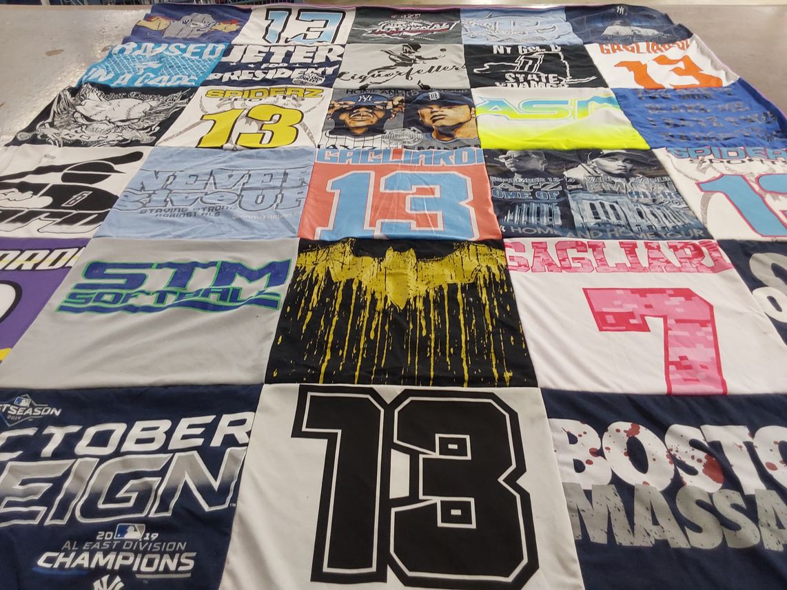 T-shirt quilt with softball themes by Joseph from FL