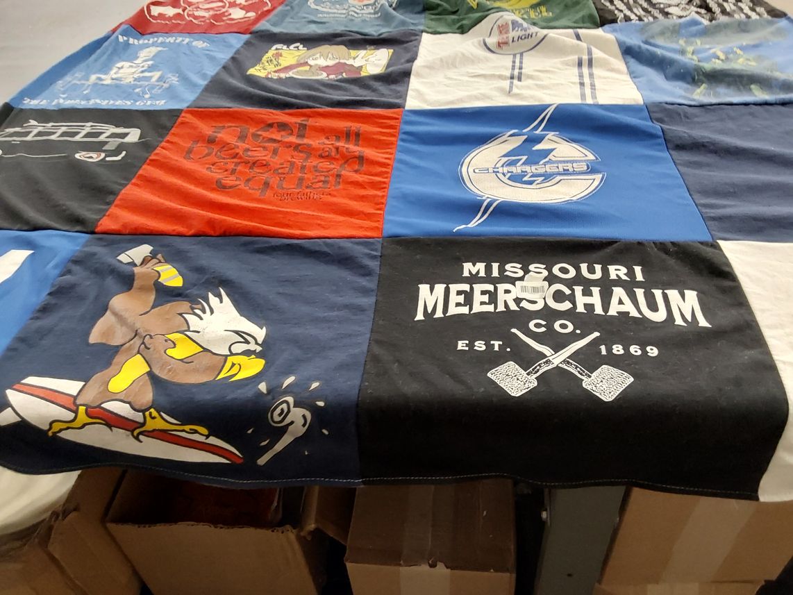 T-shirt quilt featuring chargers by Lawrence from AL