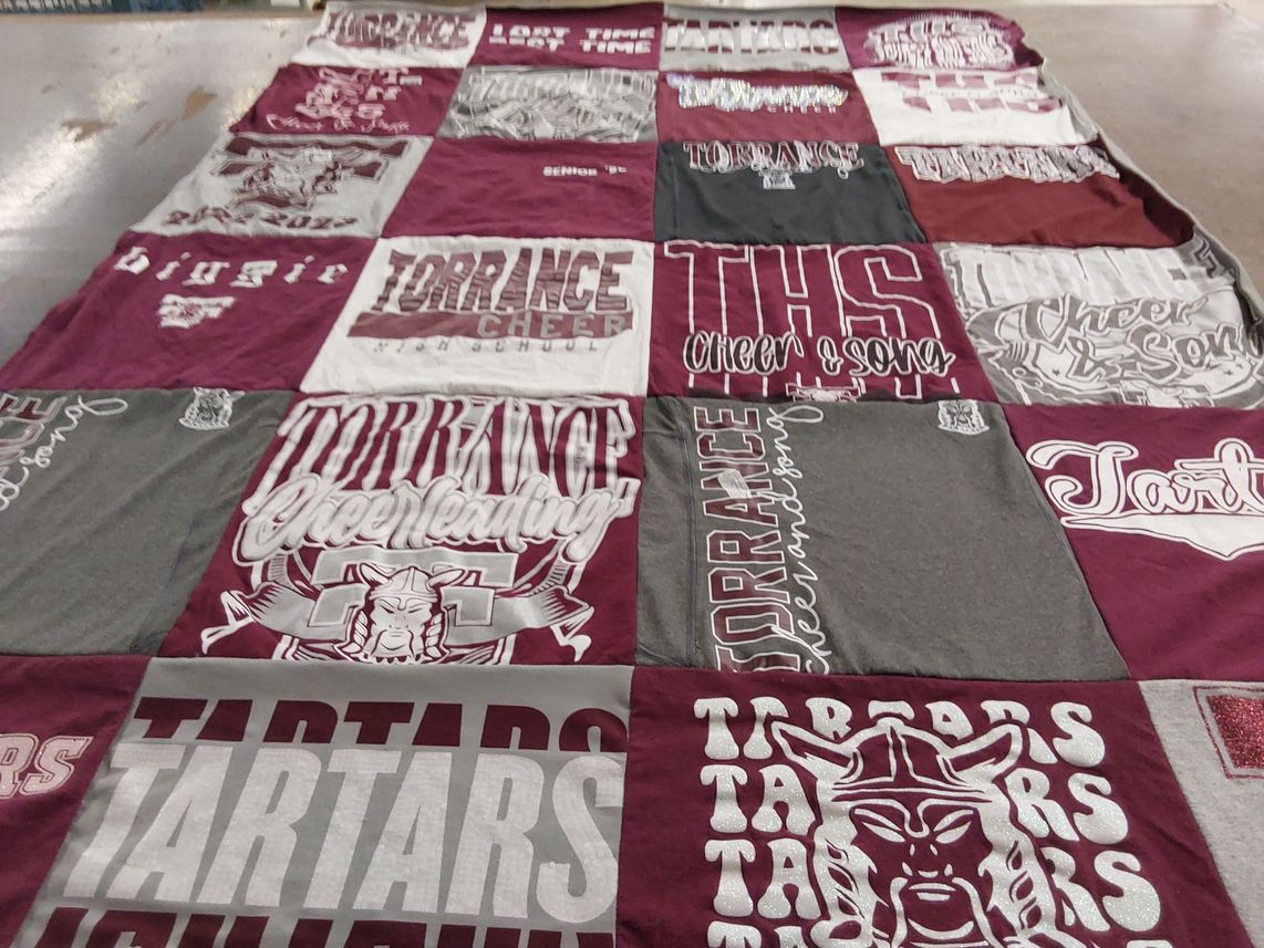 T-shirt quilt featuring torrance tartars by Ilyse from CA