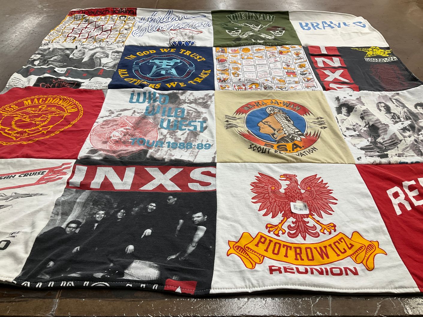 T-shirt quilt with music, history themes by Barb from IL