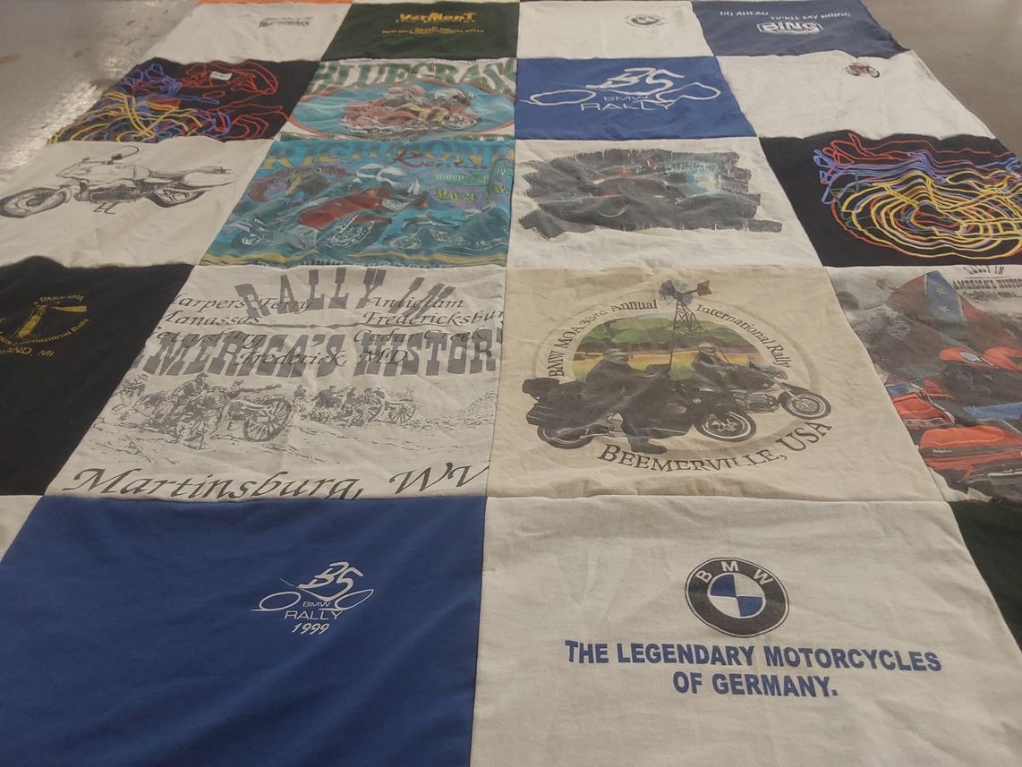 T-shirt quilt with motorcycles, rallies themes by Herb from OH