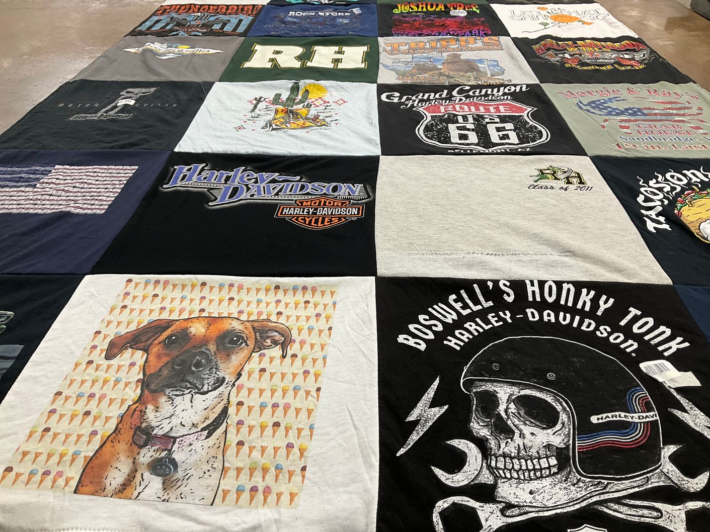 T-shirt quilt with motorcycling themes by Alyssa from VA