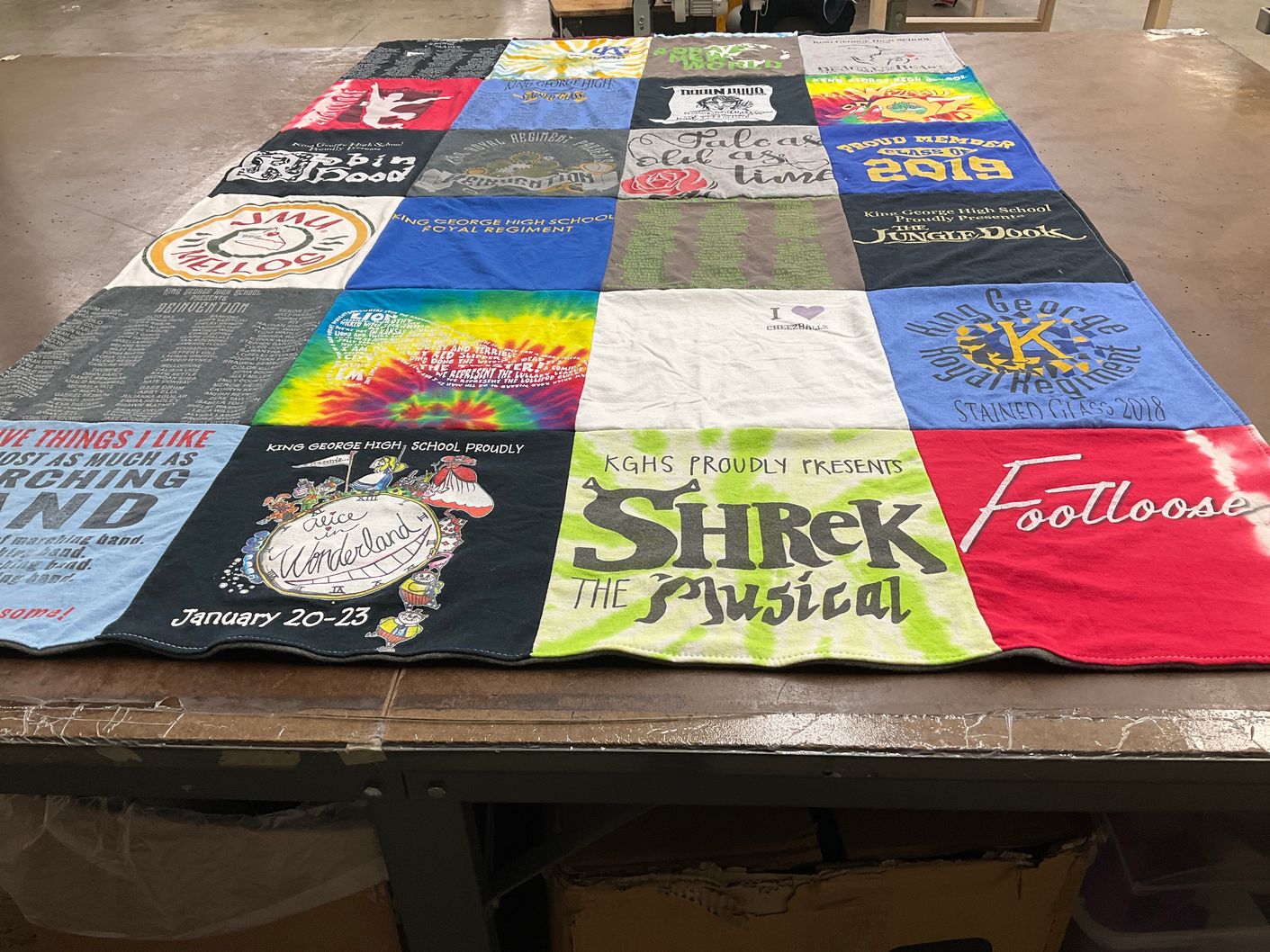 T-shirt quilt from king george high school by Sandra from VA