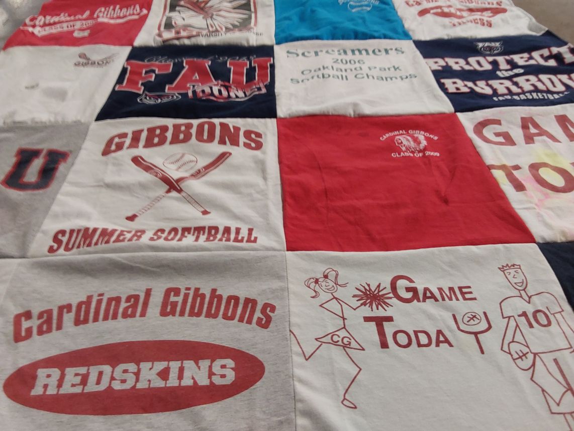 T-shirt quilt featuring cardinal gibbons high school redskins by Megan from FL