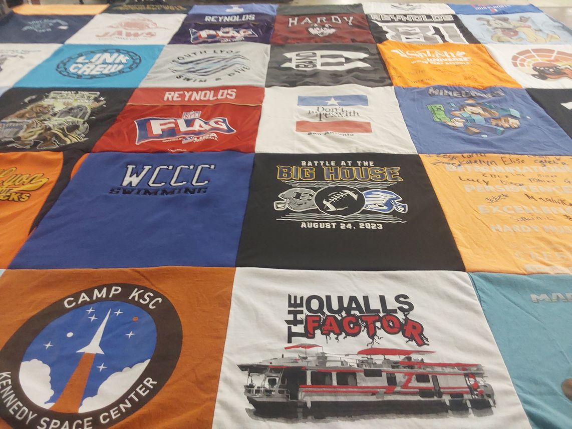 T-shirt quilt from wccc swimming college by Ashley from MI