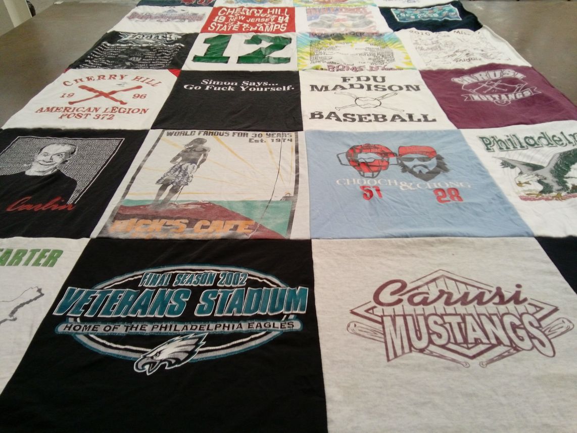 T-shirt quilt featuring carusi mustangs, philadelphia eagles by Patricia from NJ