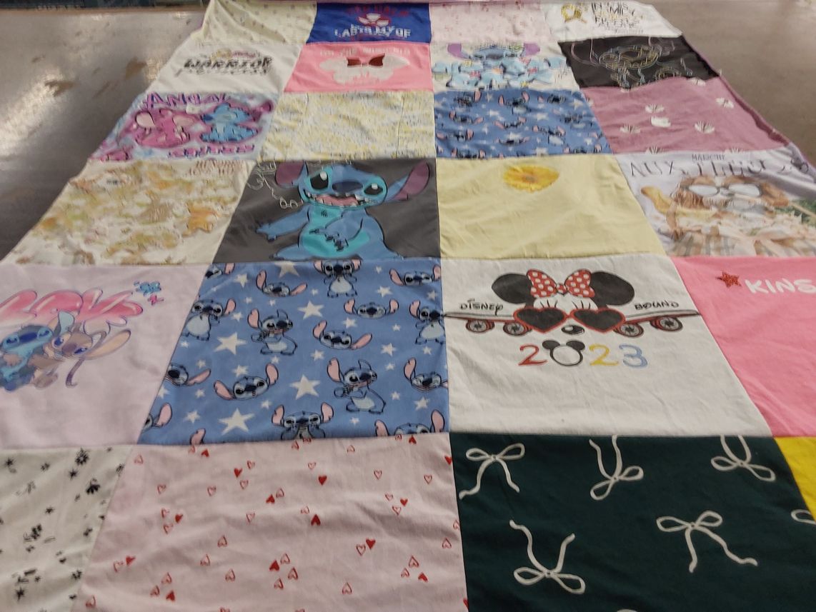 T-shirt quilt with disney, cartoons themes by Brandy from OH