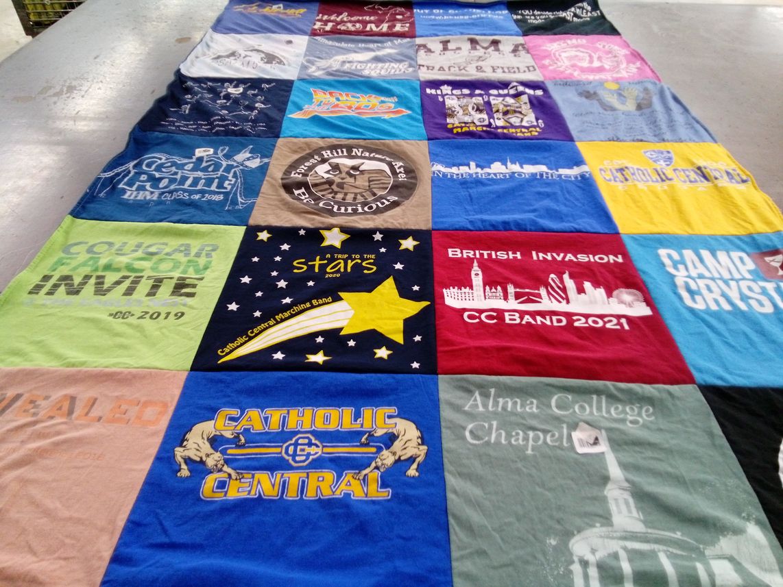 T-shirt quilt featuring catholic central high school by Mariella from MI