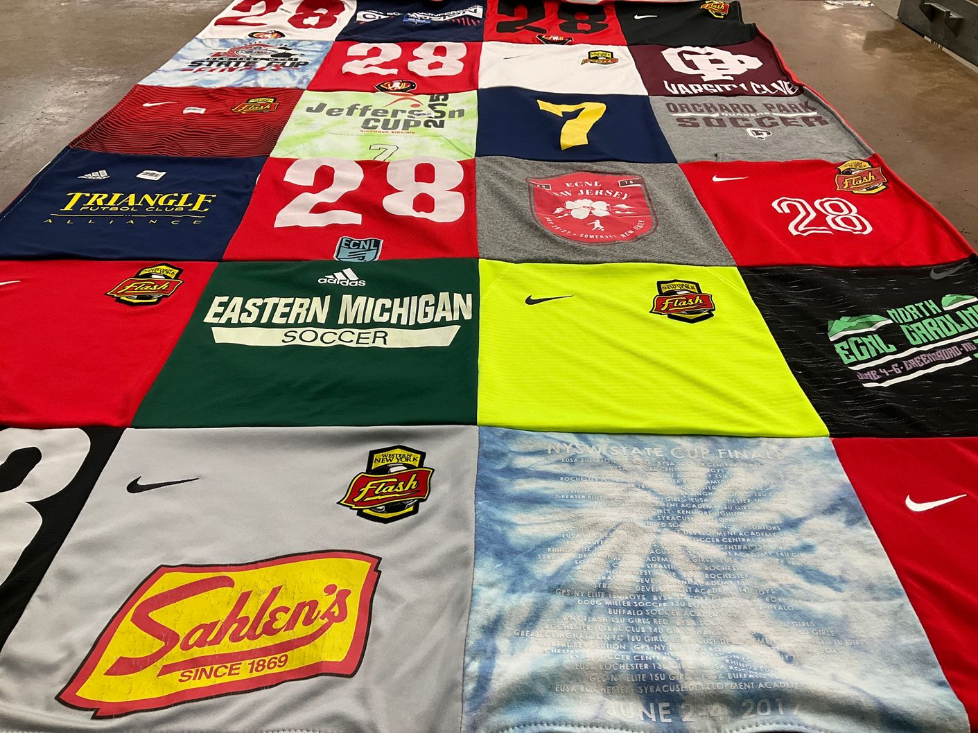 T-shirt quilt featuring new york flash, eastern michigan soccer by France from NY