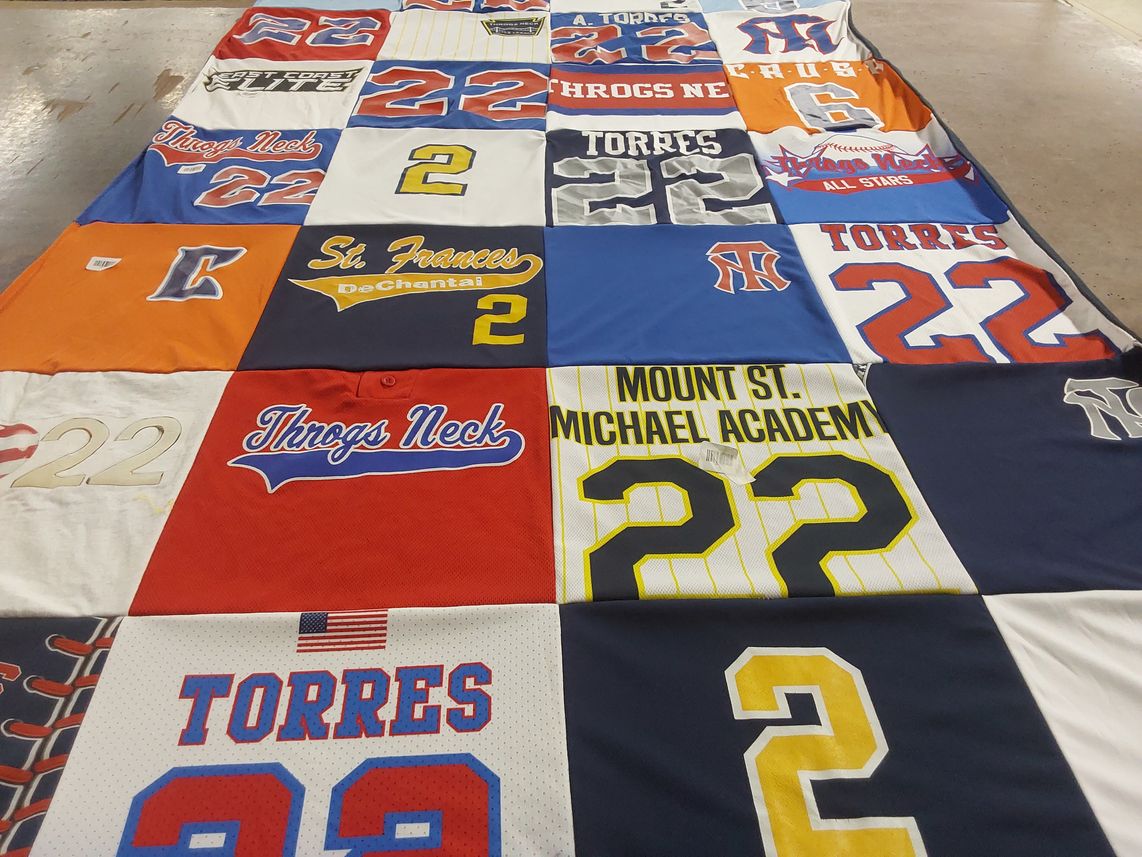 T-shirt quilt featuring throgs neck by Elizabeth from NY