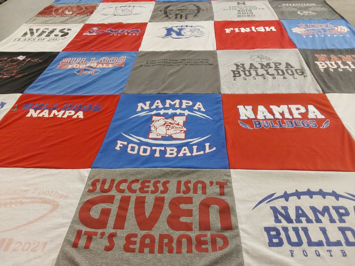 T-shirt quilt featuring nampa bulldogs football by Shannon from ID