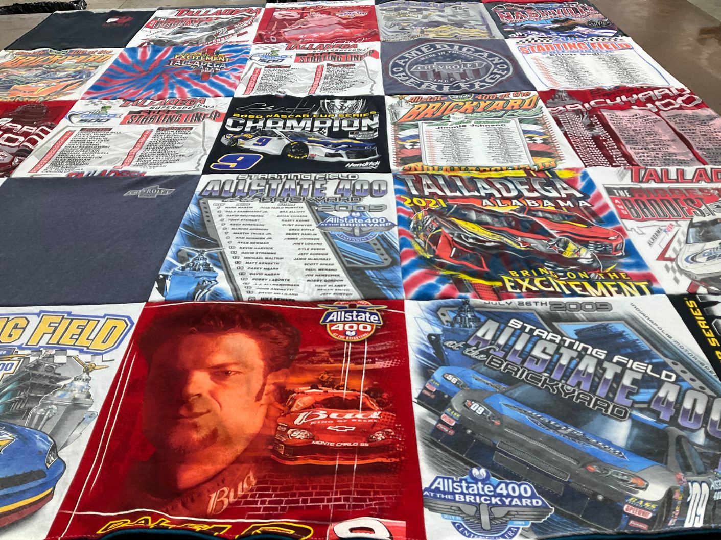 T-shirt quilt with nascar, racing themes by Jerri from MO