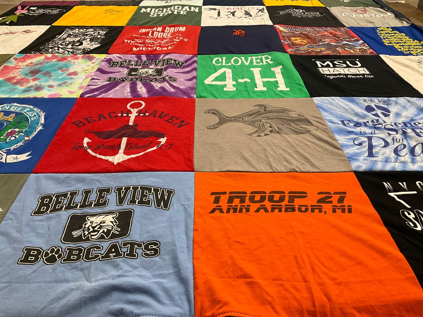 T-shirt quilt featuring belle view bobcats by Katherine from MI