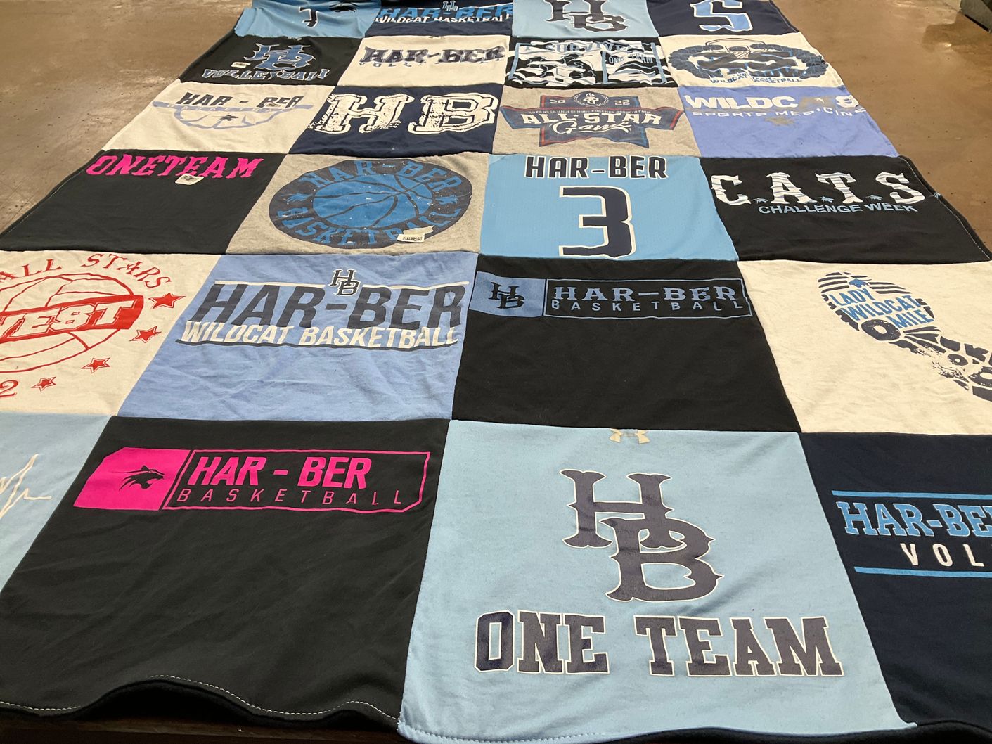 T-shirt quilt featuring har-ber wildcats by jody from AR