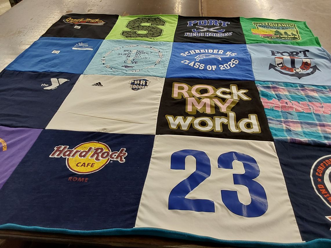 T-shirt quilt featuring port soccer, port field hockey by Hope from NY