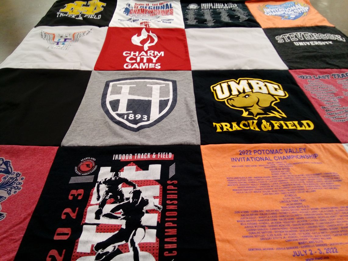 T-shirt quilt from university of maryland, baltimore county, stevenson university by Wayne from MD