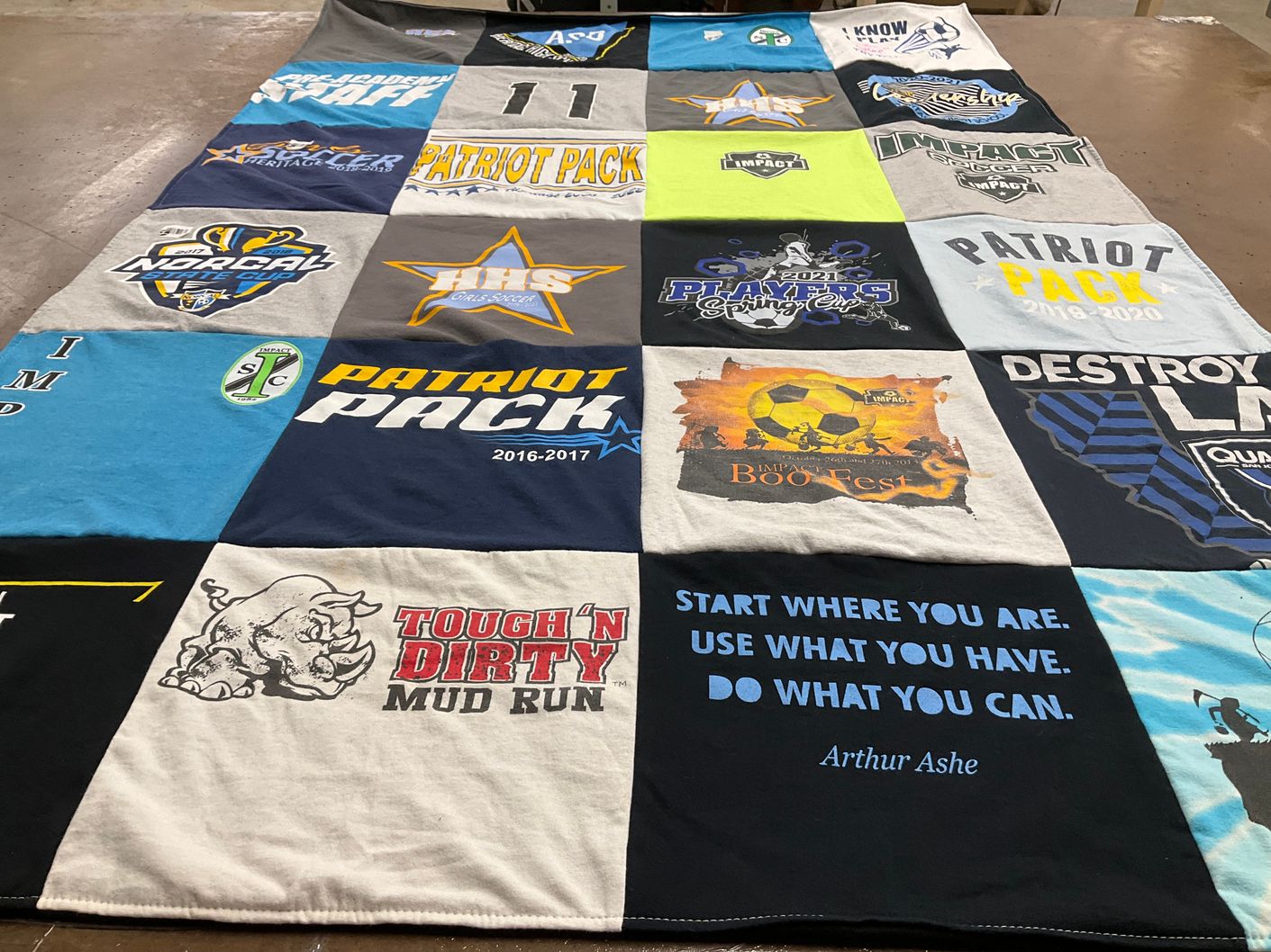 T-shirt quilt featuring impact soccer by Ronda from CA