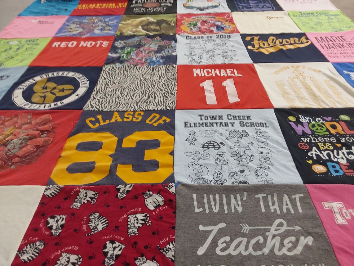 T-shirt quilt featuring falcons by Marie from MD