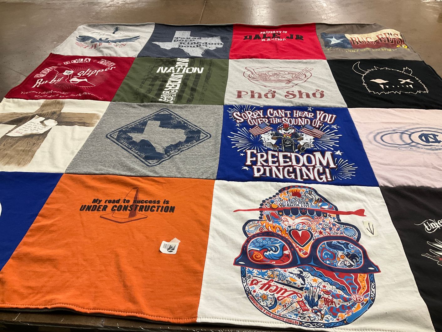 T-shirt quilt with texas culture, patriotism themes by Lee Ann from TX