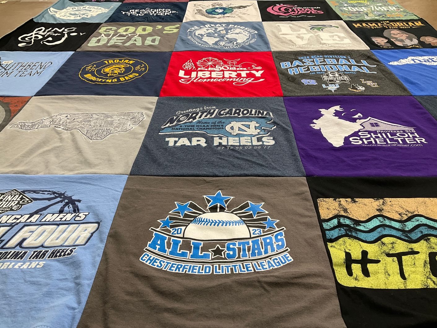 T-shirt quilt featuring university of north carolina tar heels by Miranda from VA