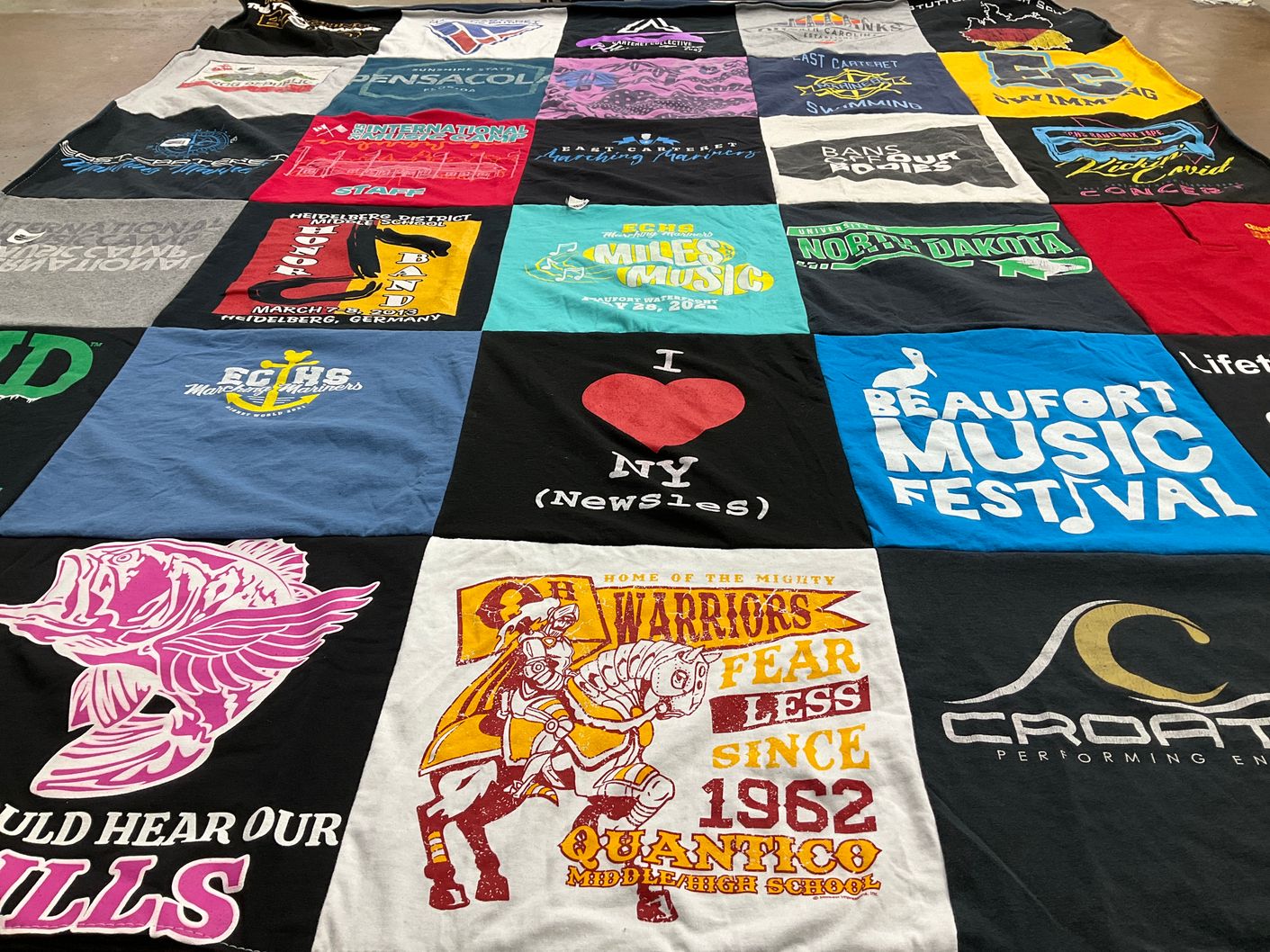 T-shirt quilt from quantico middle/high school, east carteret high school by Maria from FL
