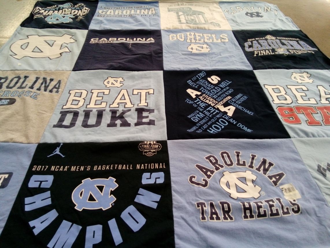 T-shirt quilt featuring university of north carolina tar heels by Alison from NC