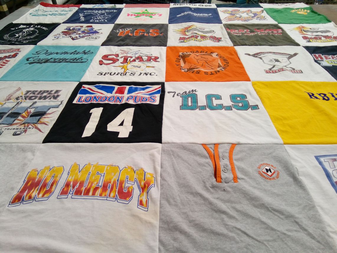 T-shirt quilt with sports themes by Michele from FL