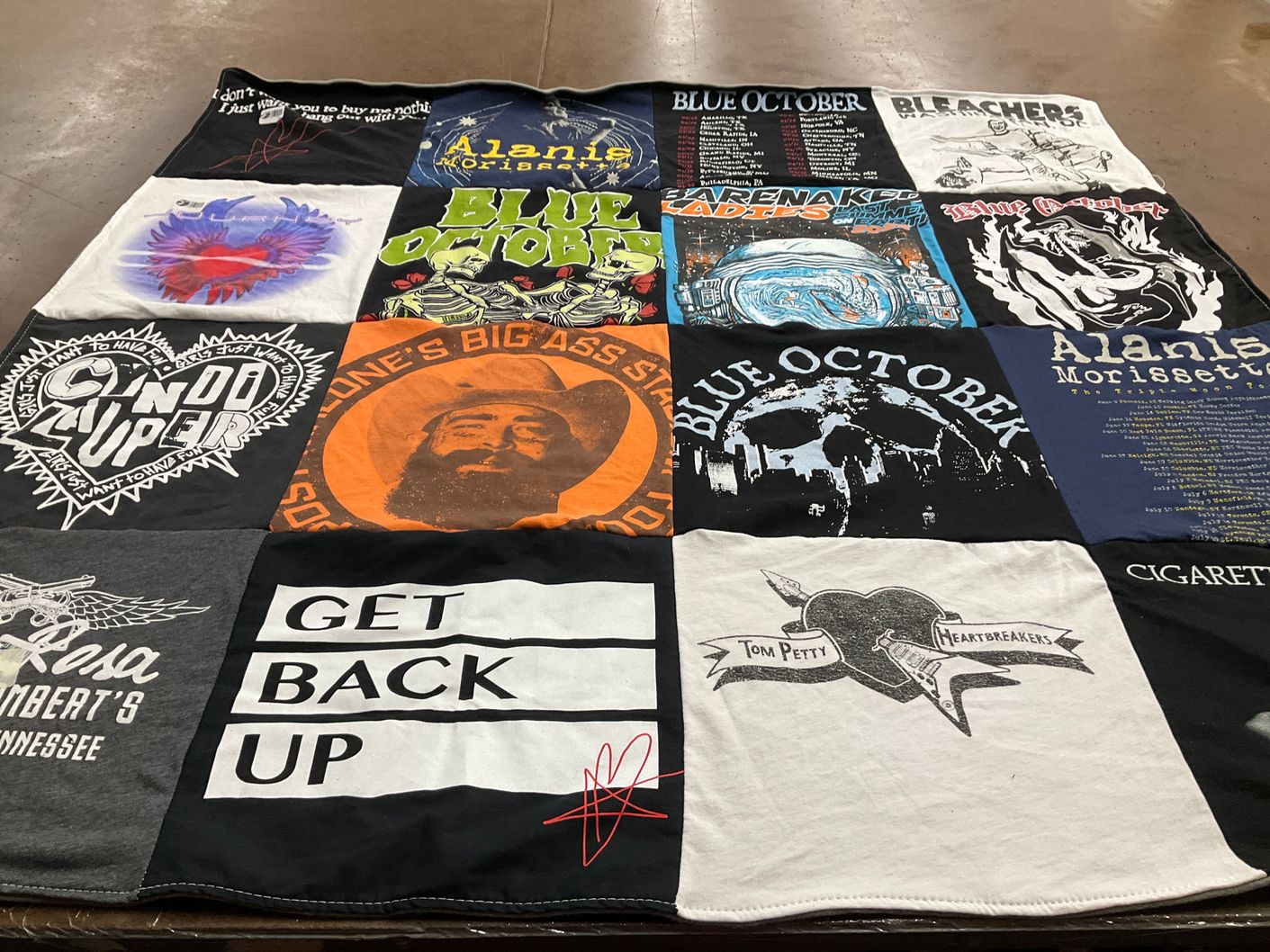 T-shirt quilt with music, bands themes by Danielle from MD