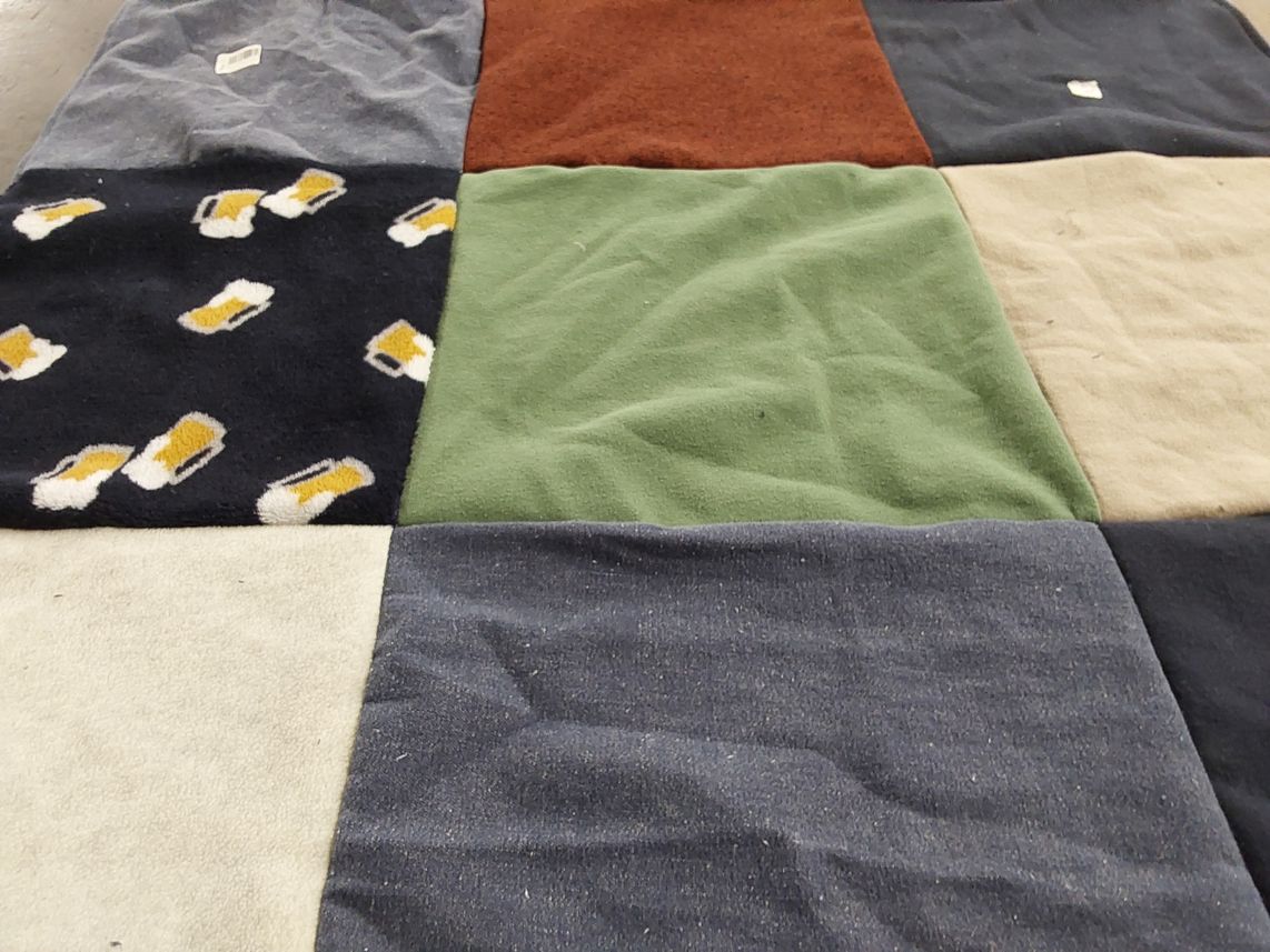 T-shirt quilt with beer themes by Judy from MI