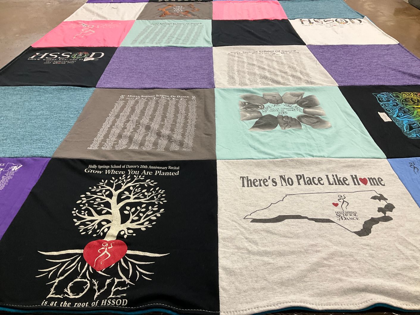T-shirt quilt from holly springs school of dance by Jennifer from NC