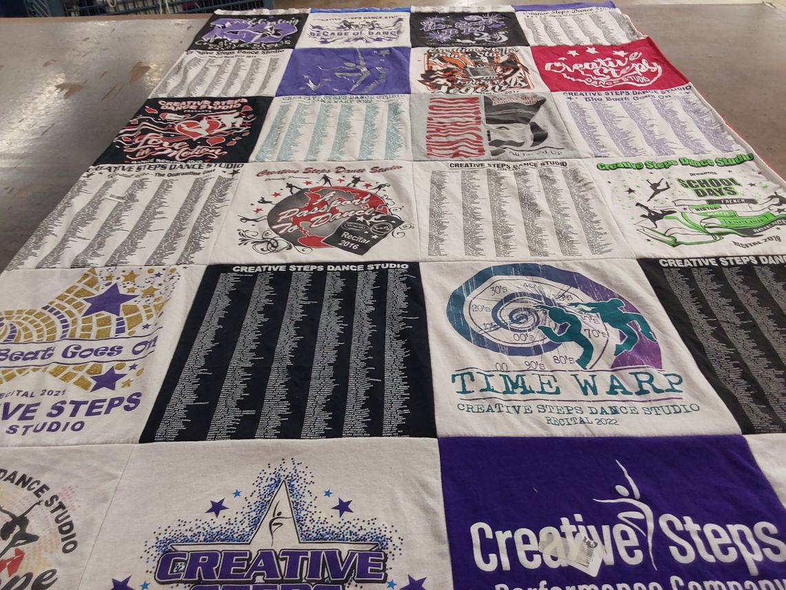 T-shirt quilt with dance themes by Anne from RI