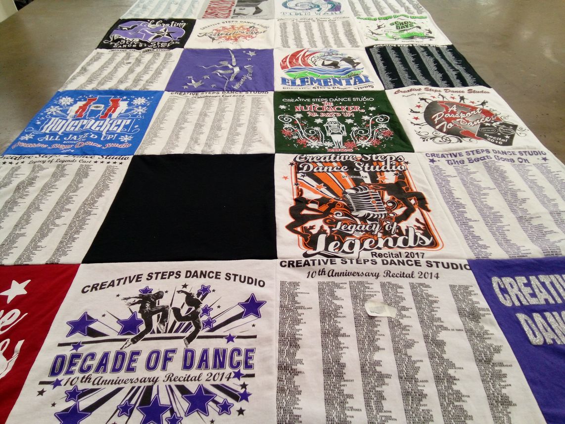 T-shirt quilt with dance themes by Anne from RI