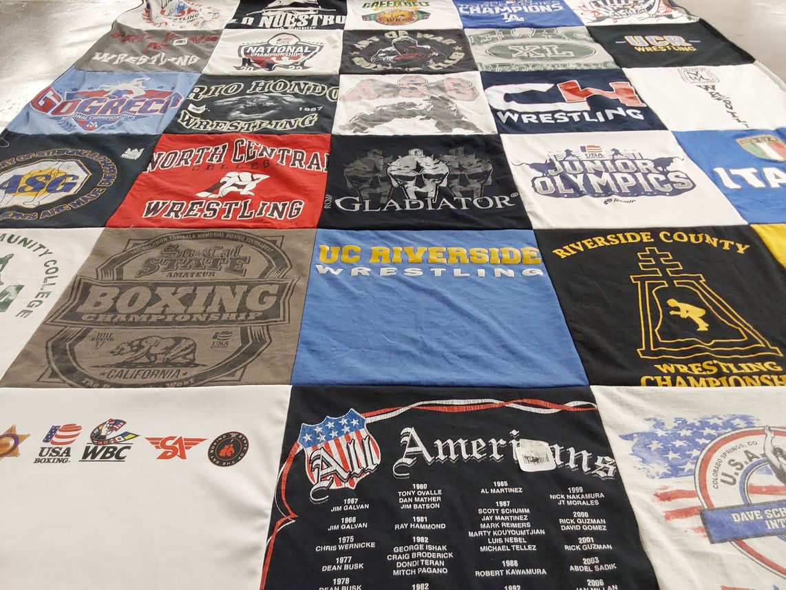 T-shirt quilt from university of california riverside, community college by Karl from CA