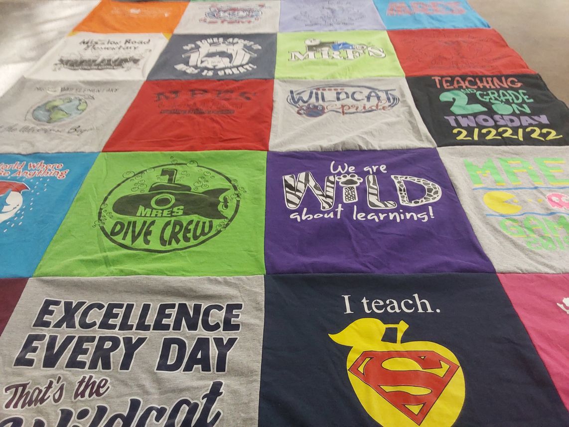 T-shirt quilt from mres elementary school by LaConda from GA