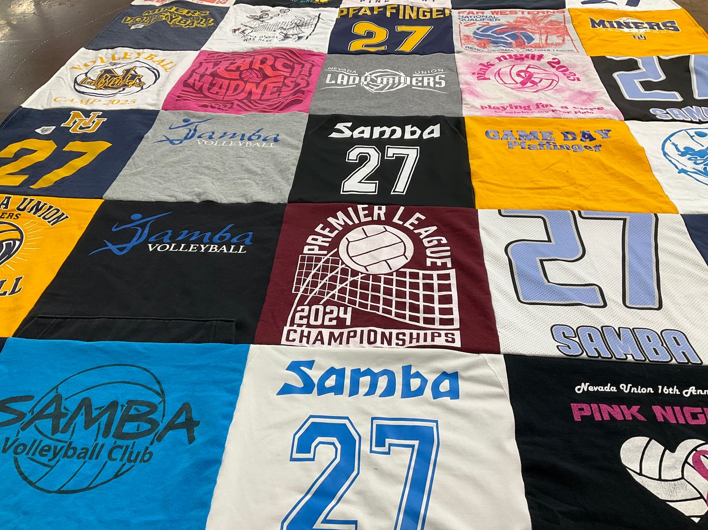 T-shirt quilt from nevada union high school by Lucy from CA
