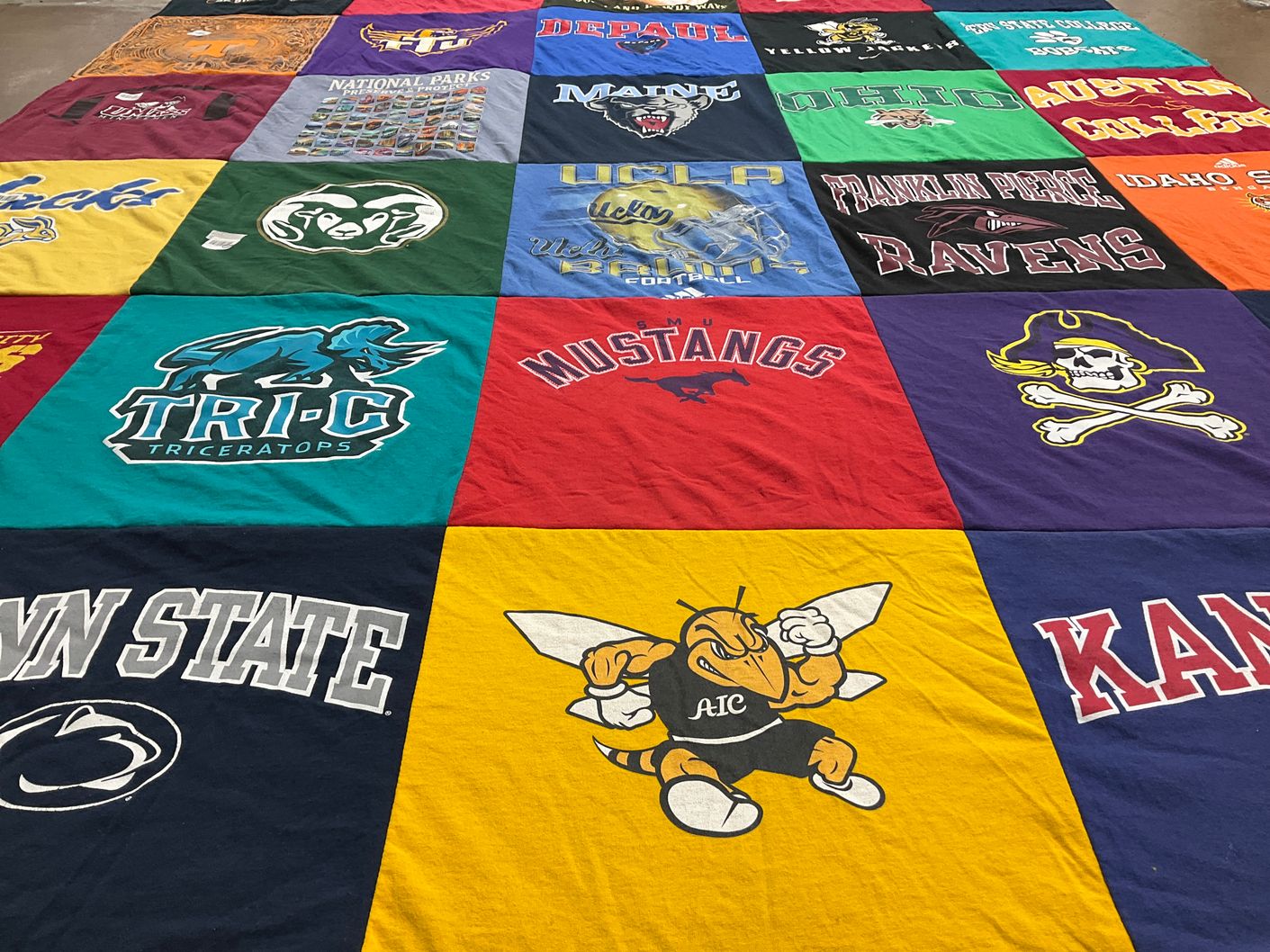 T-shirt quilt featuring mustangs, ravens by Paul from GA