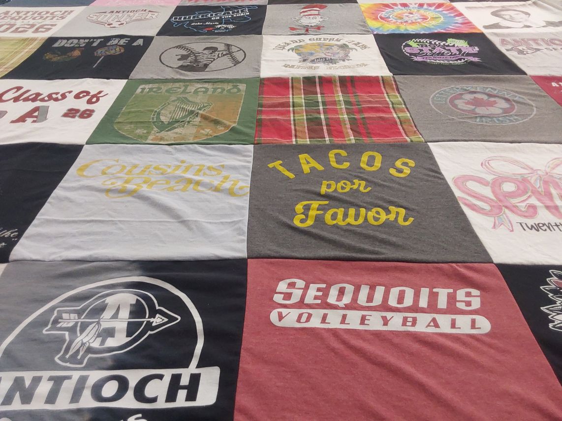 T-shirt quilt featuring volleyball team, sequoits volleyball by Sarah from IL
